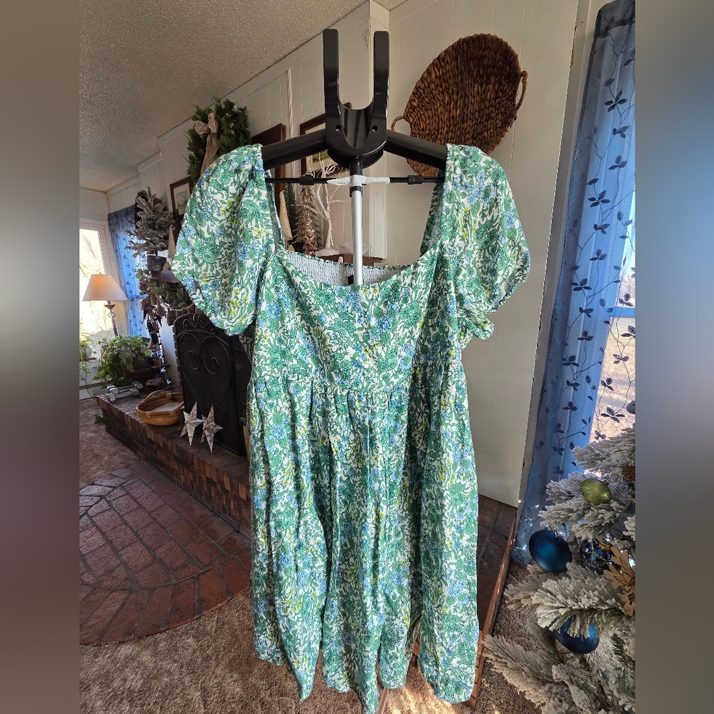J Crew Floral Green Dress